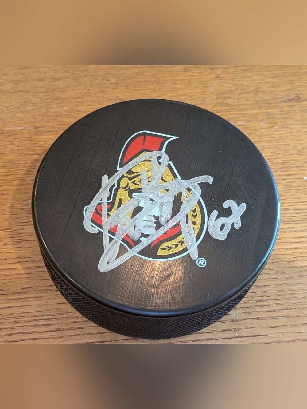 Sens Puck Signed By Ben Harpur